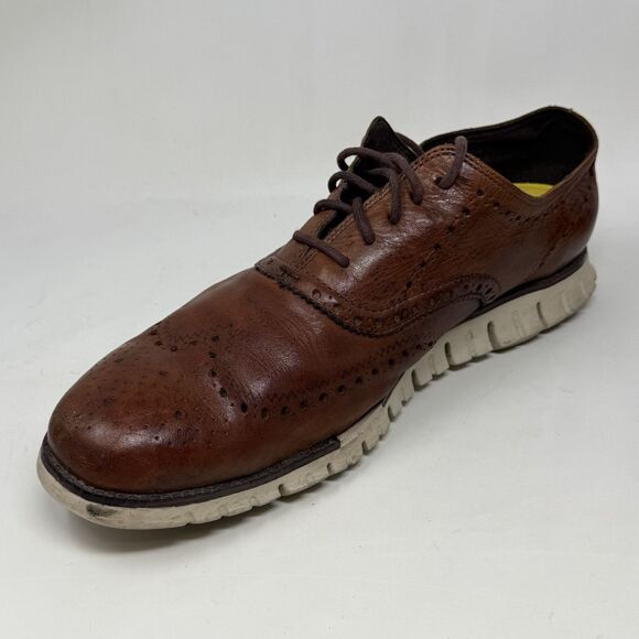 Cole Haan Zerogrand Wingtip Oxford Mens 13 M Brown Burnished Leather Shoes - Picture 9 of 16